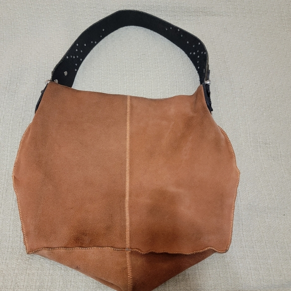 Wilson's Leather Y2K Burnt Orange Boho Shoulder Bag Purse Embelished Strap - Picture 6 of 12